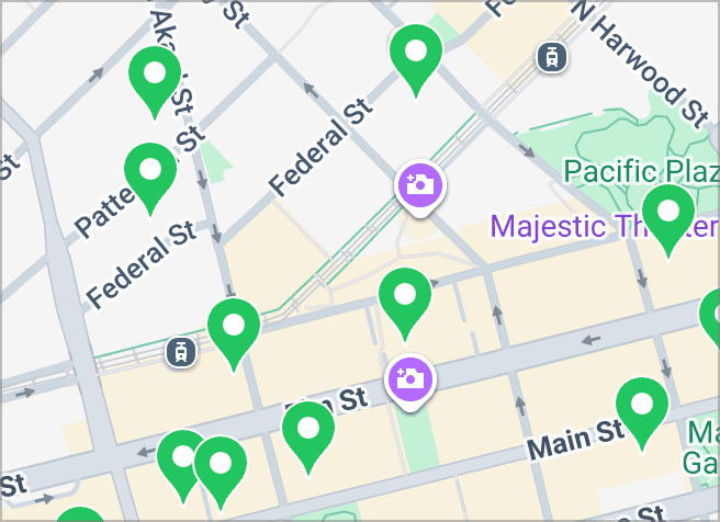 VendScout map of ranked vending prospects across downtown Dallas